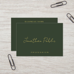 Elegante dunkelgrüne Handschrift Goldtext trendy Visitenkarte