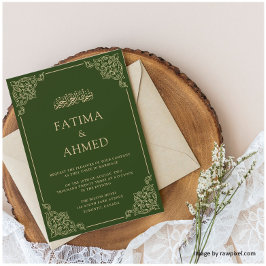 Elegante dunkelgrüne islamische Hochzeit Einladung