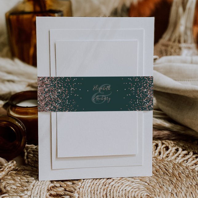 Elegante Dunkelgrüne Rose Gold Wedding Einladungsbanderole (Von Creator hochgeladen)