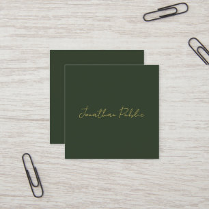 Elegante dunkelgrüne Typografie Gold-Textvorlage Quadratische Visitenkarte