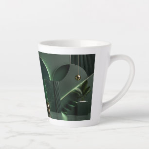 Elegante dunkelgrüne und goldene abstrakte geometr milchtasse