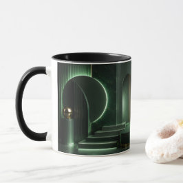 Elegante dunkelgrüne und goldene abstrakte geometr tasse