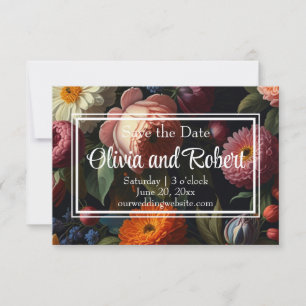 Elegante, dunkelmoody Vintage Flora Save The Date