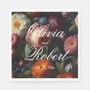 Elegante, dunkelmoody Vintage Flora Serviette