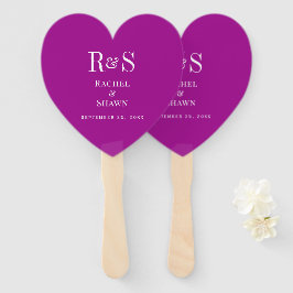 Elegante, dunkelrosa Chic Moderne Monogramm Hochze Fächer