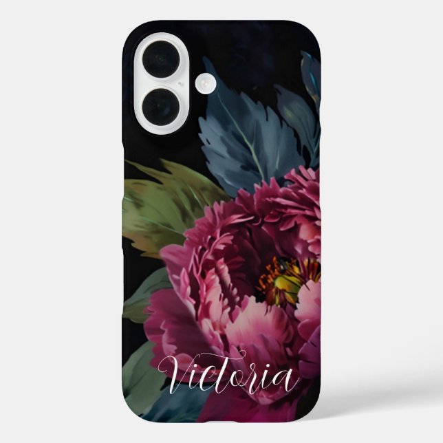 Elegante dunkelrosa, florale Aquarellfarben Case-Mate iPhone Hülle (Rückseite)