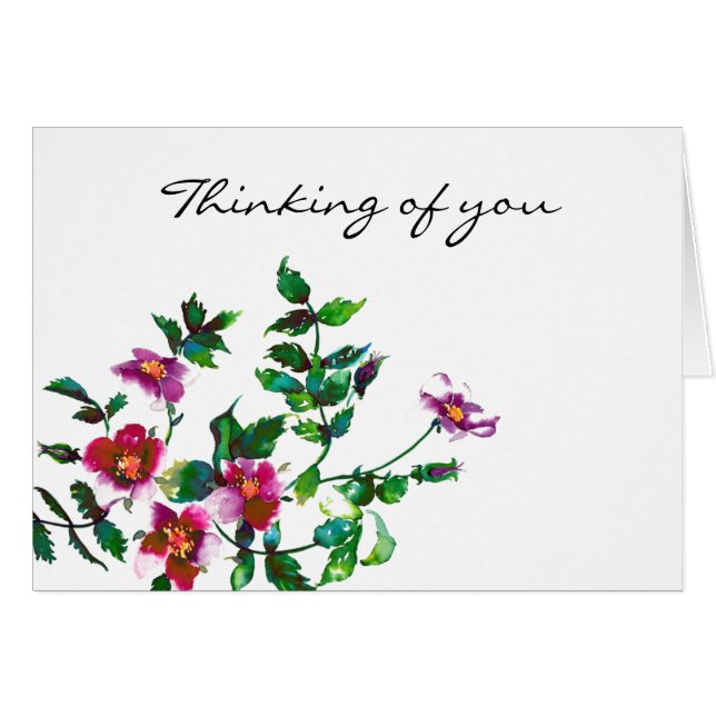 Elegante dunkelrosa moderne Aquarellfarben-Wildblu (Vorderseite (Horizontal))