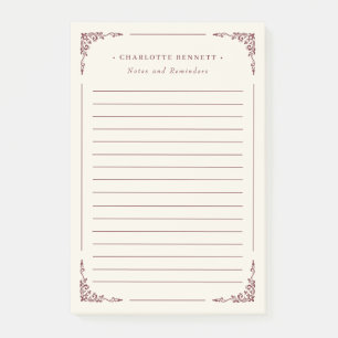 Elegante dunkelrote Grenze Personalisierte To-Do-L Post-it Klebezettel