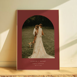 Elegante dunkelrote Hochzeitsfoto-Architektur für Poster