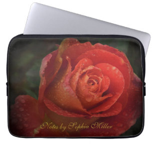 Elegante Dunkelrote Rose Botanik Elektronik-Tasche Laptopschutzhülle