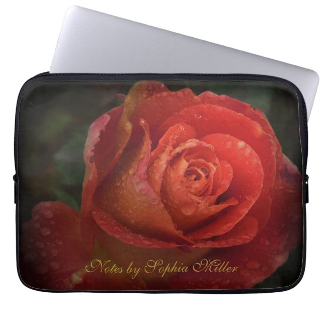 Elegante Dunkelrote Rose Botanik Elektronik-Tasche Laptopschutzhülle (Vorderseite)