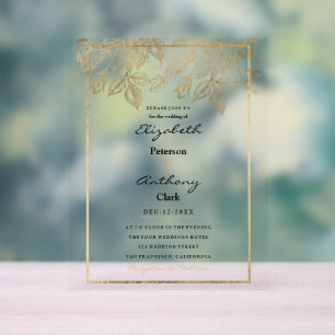 Elegante dunkelviolette goldene luxuriöse florale  acrylschild