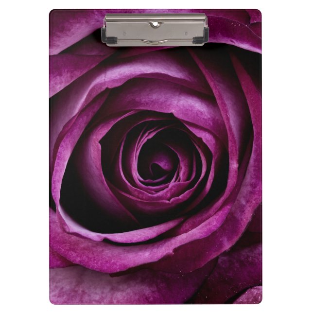 Elegante dunkelviolette Rose Klemmbrett (Vorderseite)