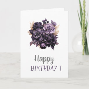 Elegante Dunkelviolette Rosen Geburtstag Karte