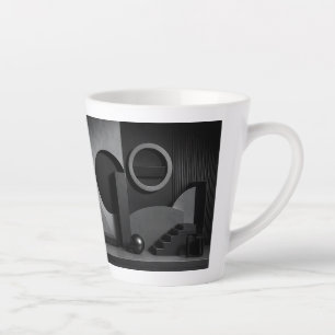 Elegante dunkle abstrakte geometrische Formen und  Milchtasse