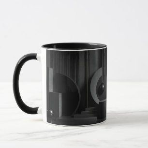 Elegante dunkle abstrakte geometrische Formen und Tasse