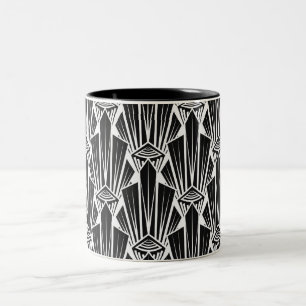 Elegante dunkle Art Deco abstrakte geometrische El Zweifarbige Tasse