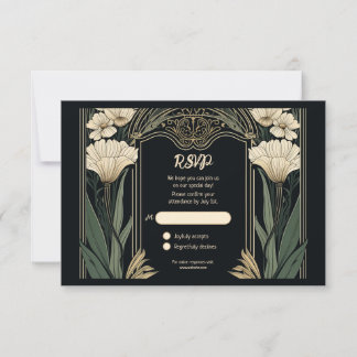 Elegante dunkle Art Nouveau RSVP-Karte RSVP Karte