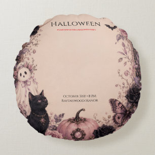 Elegante dunkle botanische Halloween-Party Rundes Kissen