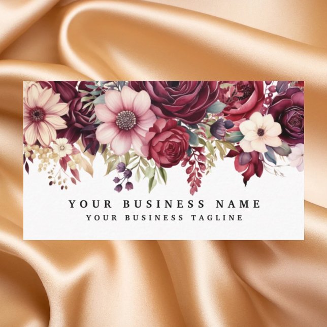 Elegante, dunkle Burgund-Blume Business Cards Visitenkarte (Von Creator hochgeladen)