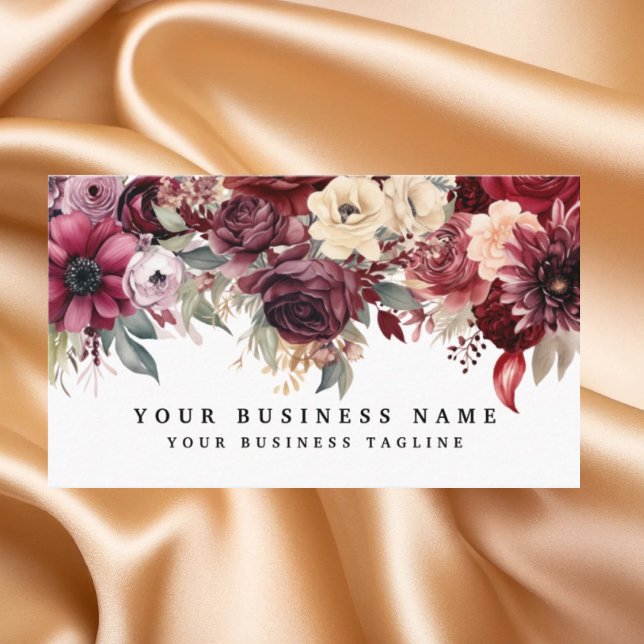 Elegante, dunkle Burgund-Blume Business Cards Visitenkarte (Von Creator hochgeladen)