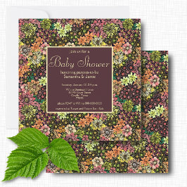 Elegante dunkle Burgunder-Blumen-Baby-Shower Einladung