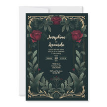 Elegante dunkle florale Vintage-Hochzeitseinladung