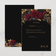 Elegante dunkle gothische Hochzeits-RSVP-Karte