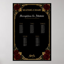 Elegante dunkle gotische Hochzeits-Sitzordnung Poster