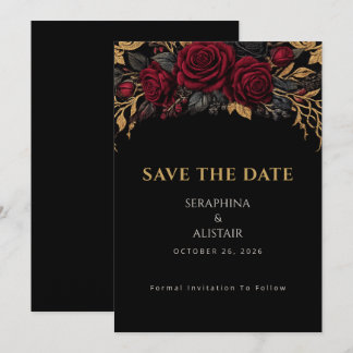 Elegante dunkle gotische Hochzeitseinladungskarte Save The Date