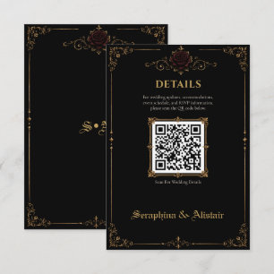 Elegante dunkle gotische Hochzeitseinlagekarte Begleitkarte