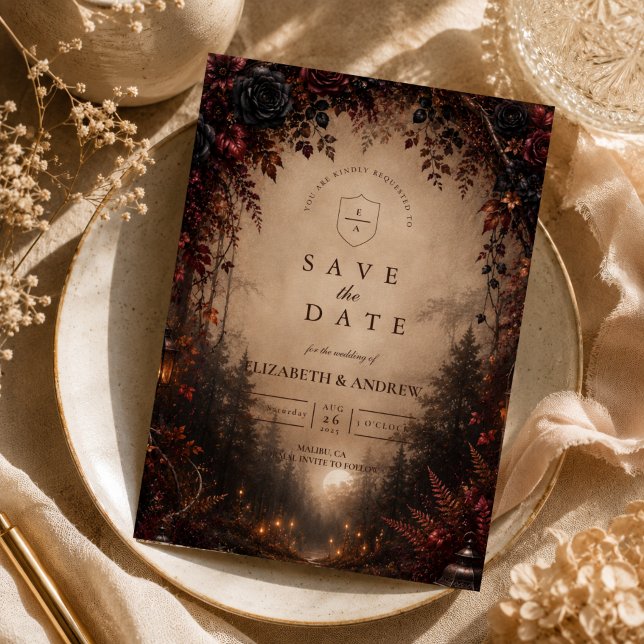 Elegante dunkle Herbsthochzeit Save The Date (Von Creator hochgeladen)