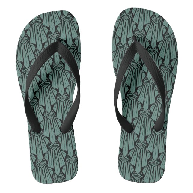 Elegante dunkle Kunst Deko abstrakte geometrische  Flip Flops (Fußbett)