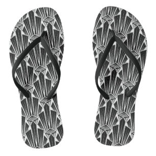 Elegante dunkle Kunst Deko abstrakte geometrische Flip Flops