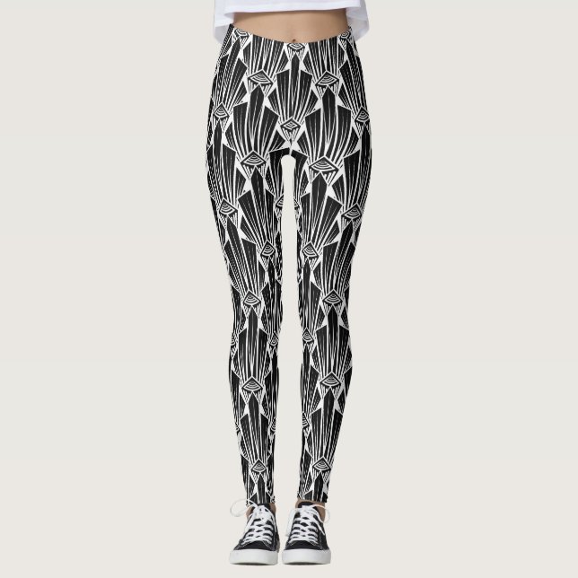 Elegante dunkle Kunst Deko abstrakte geometrische  Leggings (Vorderseite)
