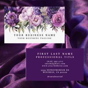 Elegante dunkle lila Blumen Visitenkarten Visitenkarte