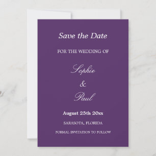 Elegante dunkle Lila Hochzeit speichern Sie das Da Save The Date