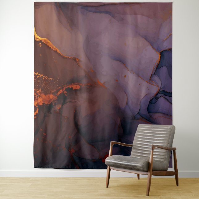 Elegante, dunkle, Lila Marmortapestries Wandteppich (Beispiel)