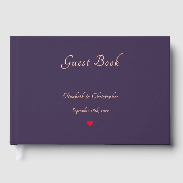 Elegante, dunkle Lila Rose Gold Hochzeiten Jahrest Gästebuch (Vorderseite)