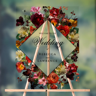 Elegante dunkle melancholische Blumenhochzeit Acrylschild