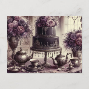 Elegante dunkle, melancholische Teeparty Postkarte