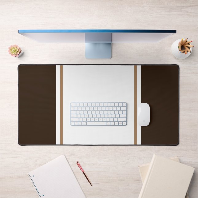 Elegante, dunkle Mocha-braune Kante Streifen Schreibtischunterlage (Büro 1)