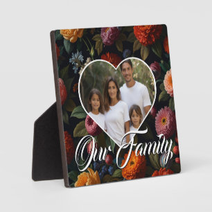 Elegante, dunkle Moody-Vintage Flora personalisier Fotoplatte