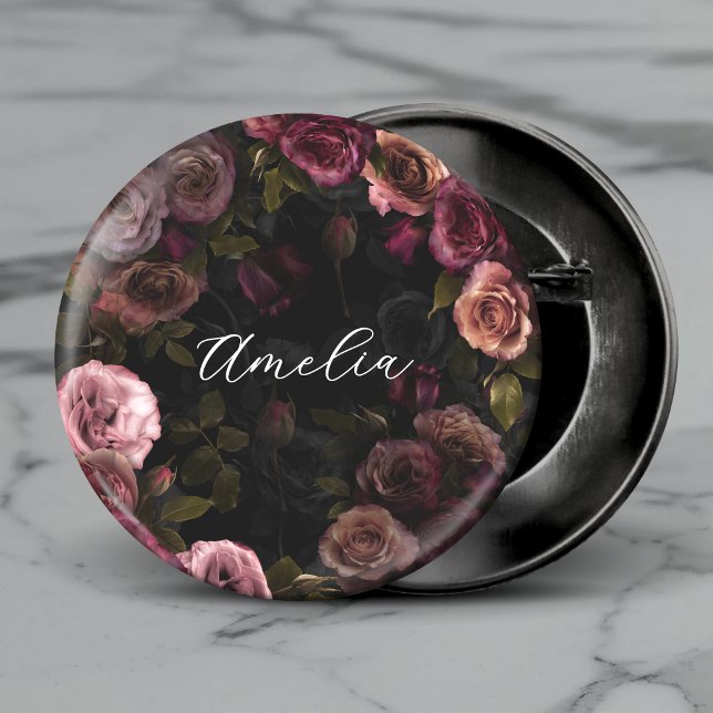 Elegante dunkle rosa-burgunderrote botanische Blüt Button (Von Creator hochgeladen)