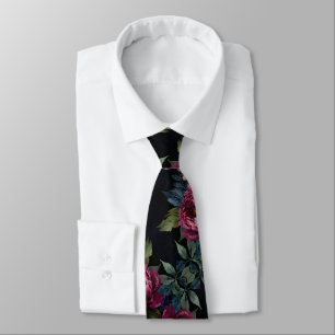 Elegante dunkle rosa florale Wasserfarbe Krawatte