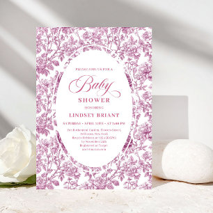 Elegante dunkle rosa Rosen-Gold-Baby-Shower-Einlad Einladung