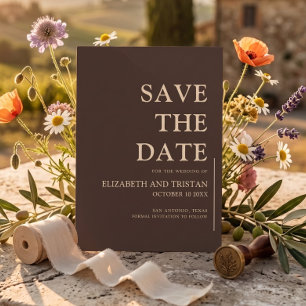 Elegante dunkle Schokoladen-Minimalist-Hochzeit  Save The Date