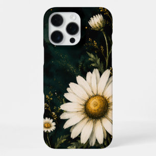 Elegante Dunkle Smaragd-Daisy-Blumenmuster Gold iPhone 16 Pro Max Hülle