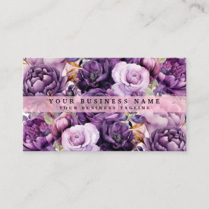 Elegante dunkle, tief violette Blumen Visitenkarte