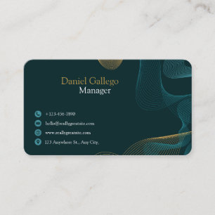 Elegante dunkle Türkis-Gold-Abstrakte professionel Visitenkarte